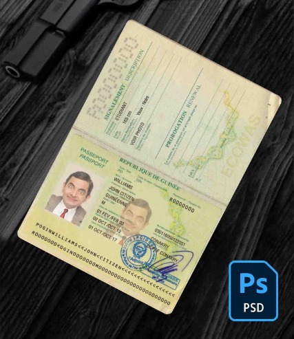Guinea passport version 2 PSD